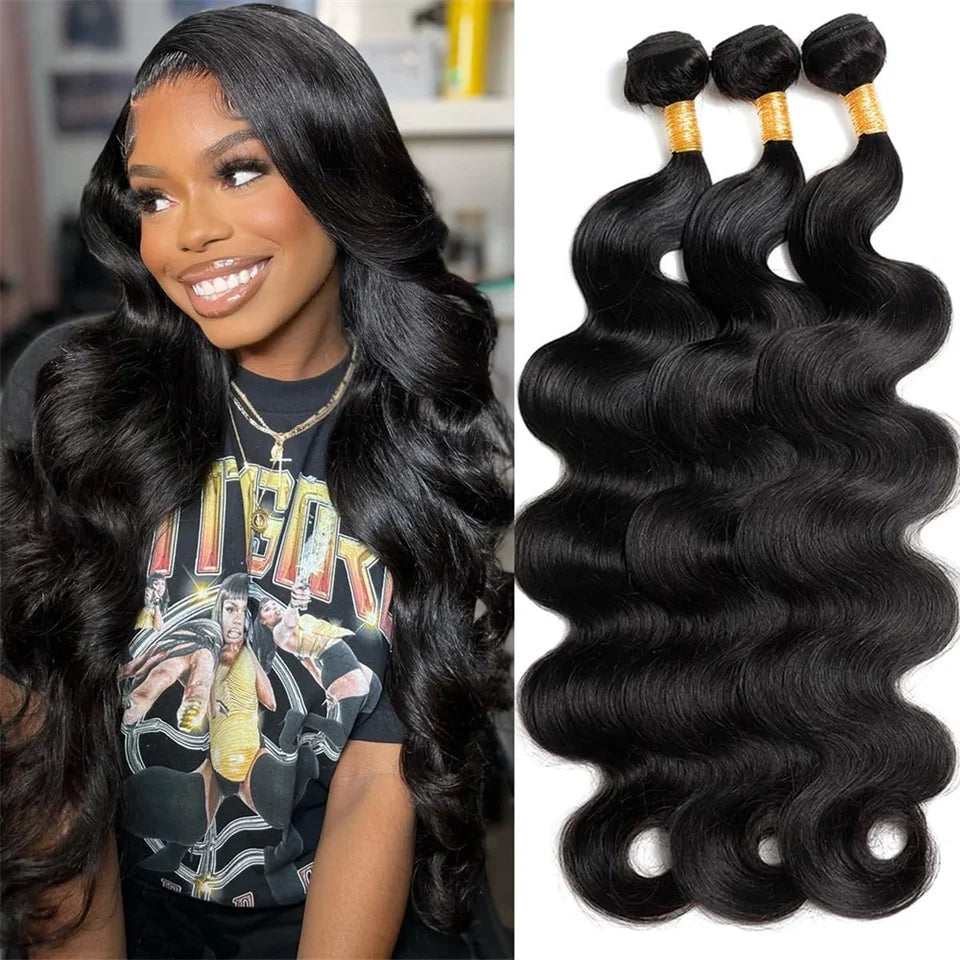 Humains hair tissages cheveux brésiliens double trame ondulés 28 pouces ( 3 boules de 100g )