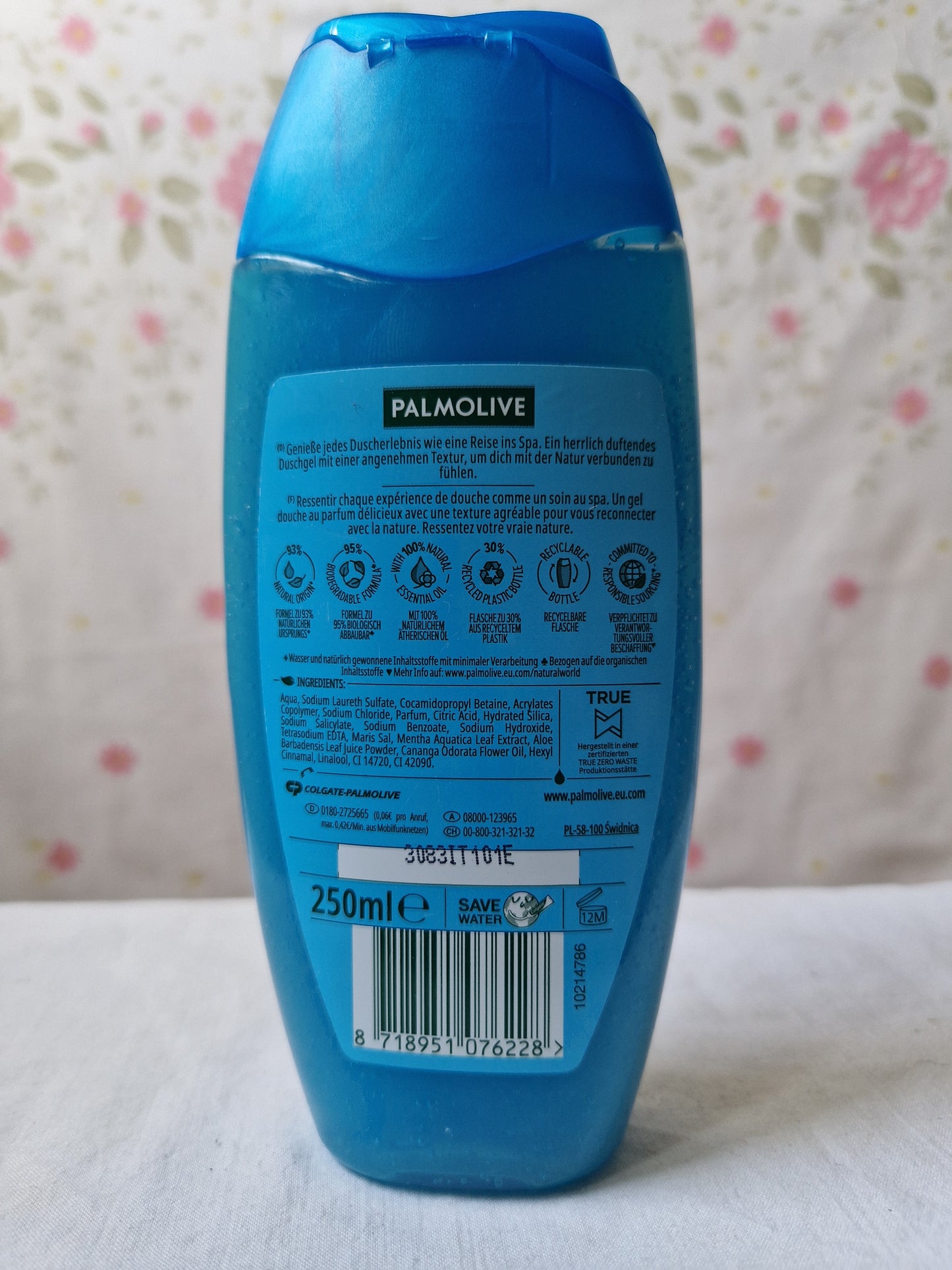 PALMOLIVE gel douche a base d'aloe vera et sel de mer 250ml