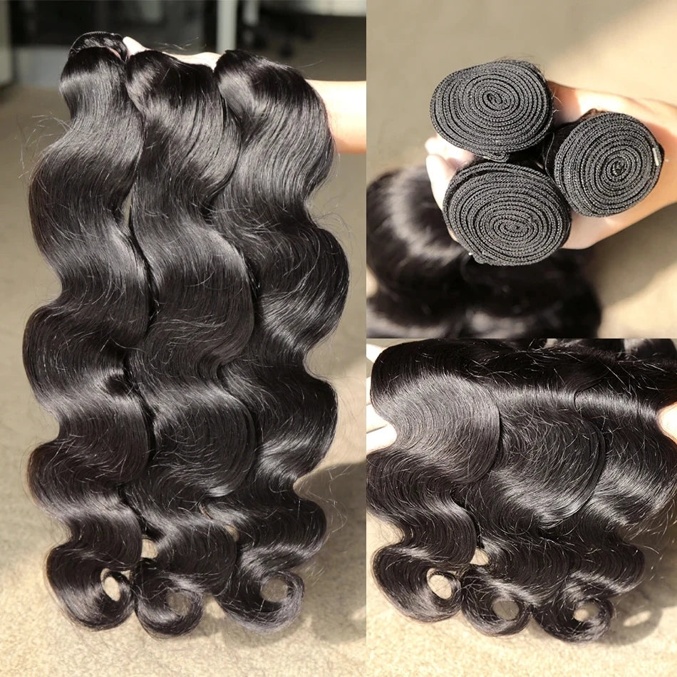 Humains hair tissages cheveux brésiliens double trame ondulés 28 pouces ( 3 boules de 100g )