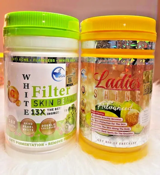 Filter White, ladies shine glutathione advanced poudre collagène whitening 2 boîtes ( 1 mois et demi)