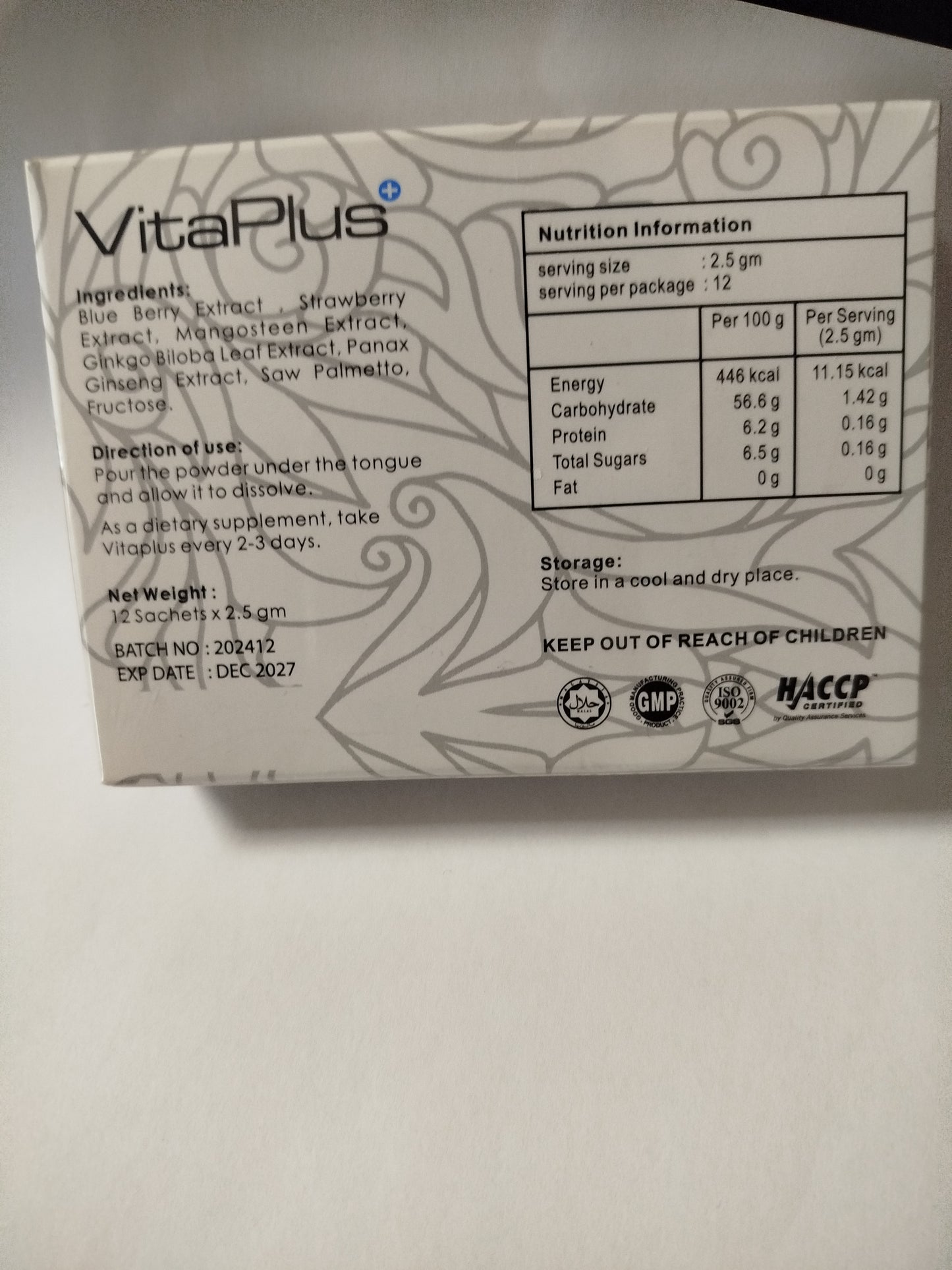 VITAPLUS ENDURANCE HOMMES 12 sachets de 2,5g