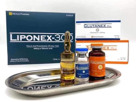 GLUTANEX INJECTION BLANCHISSANT PERMANENT GLUTATHIONE ,VITAMINE C, THIOTIC 30 AMPOULES 2 mois