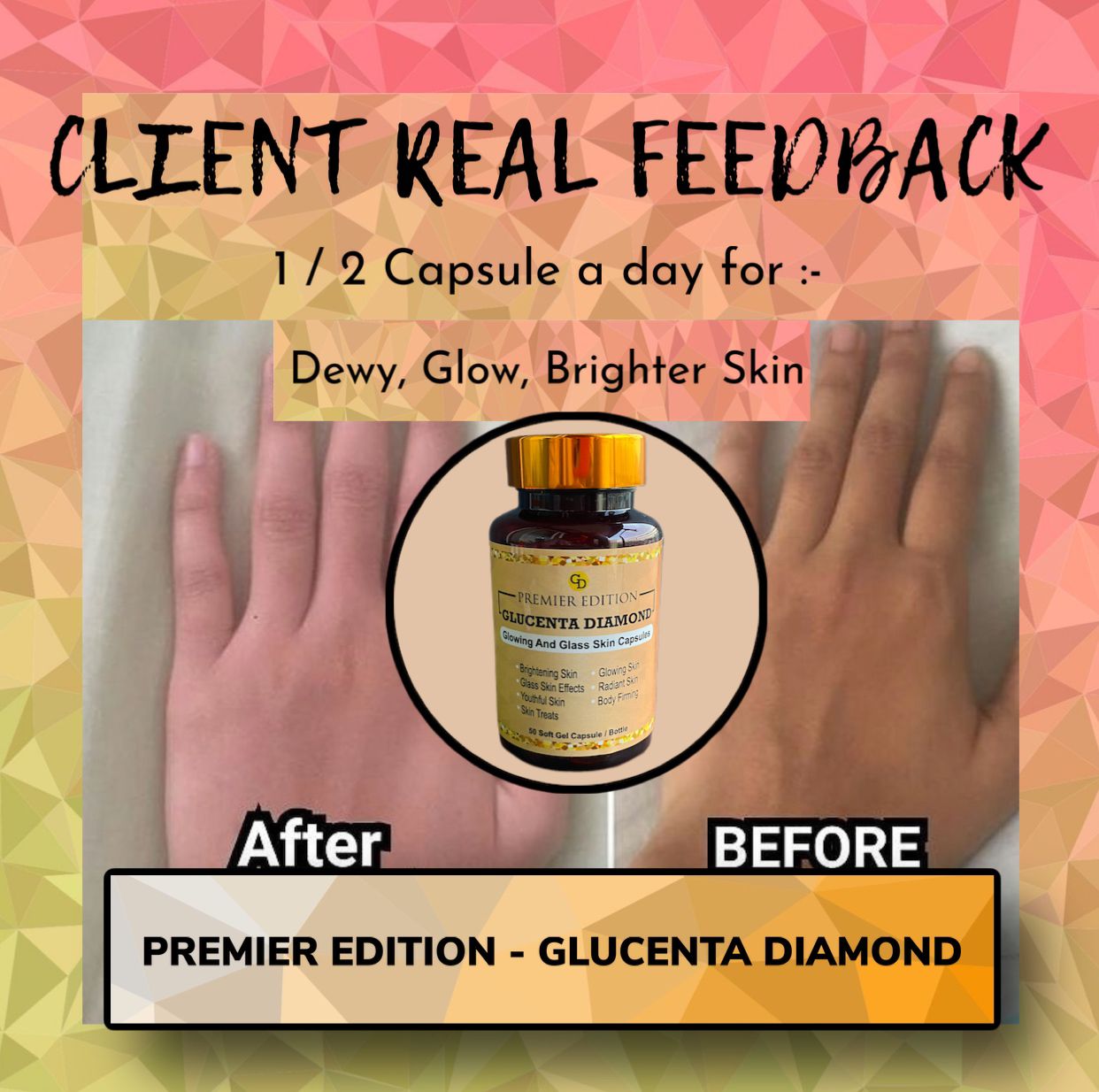 Glucenta Diamond Glutathione 60 gélules Blanchissant Anti imperfections