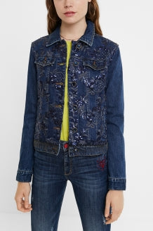 desigual veste en jean bleu brodee taille 42