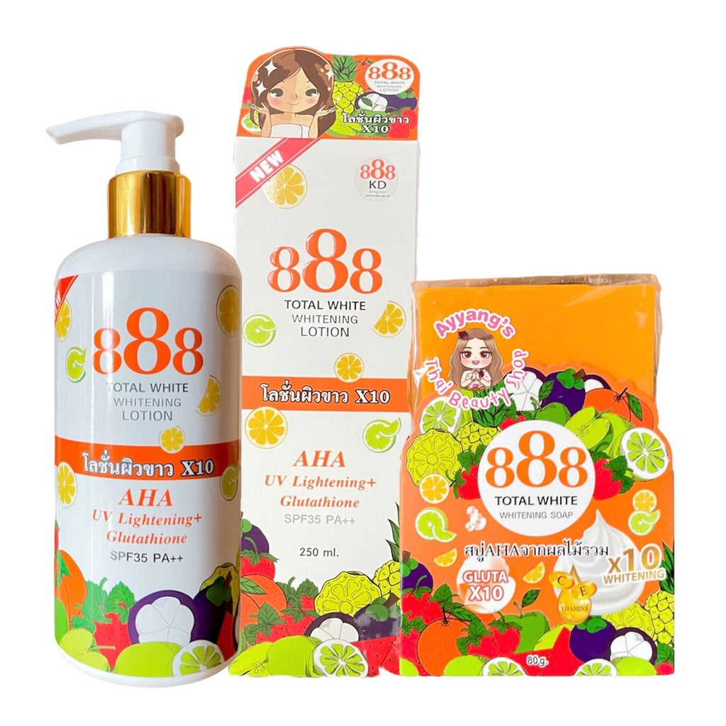 888 total double white lait et savon super éclaircissant alpha arbutin,  glutathione,  collagène 350ml, 80g