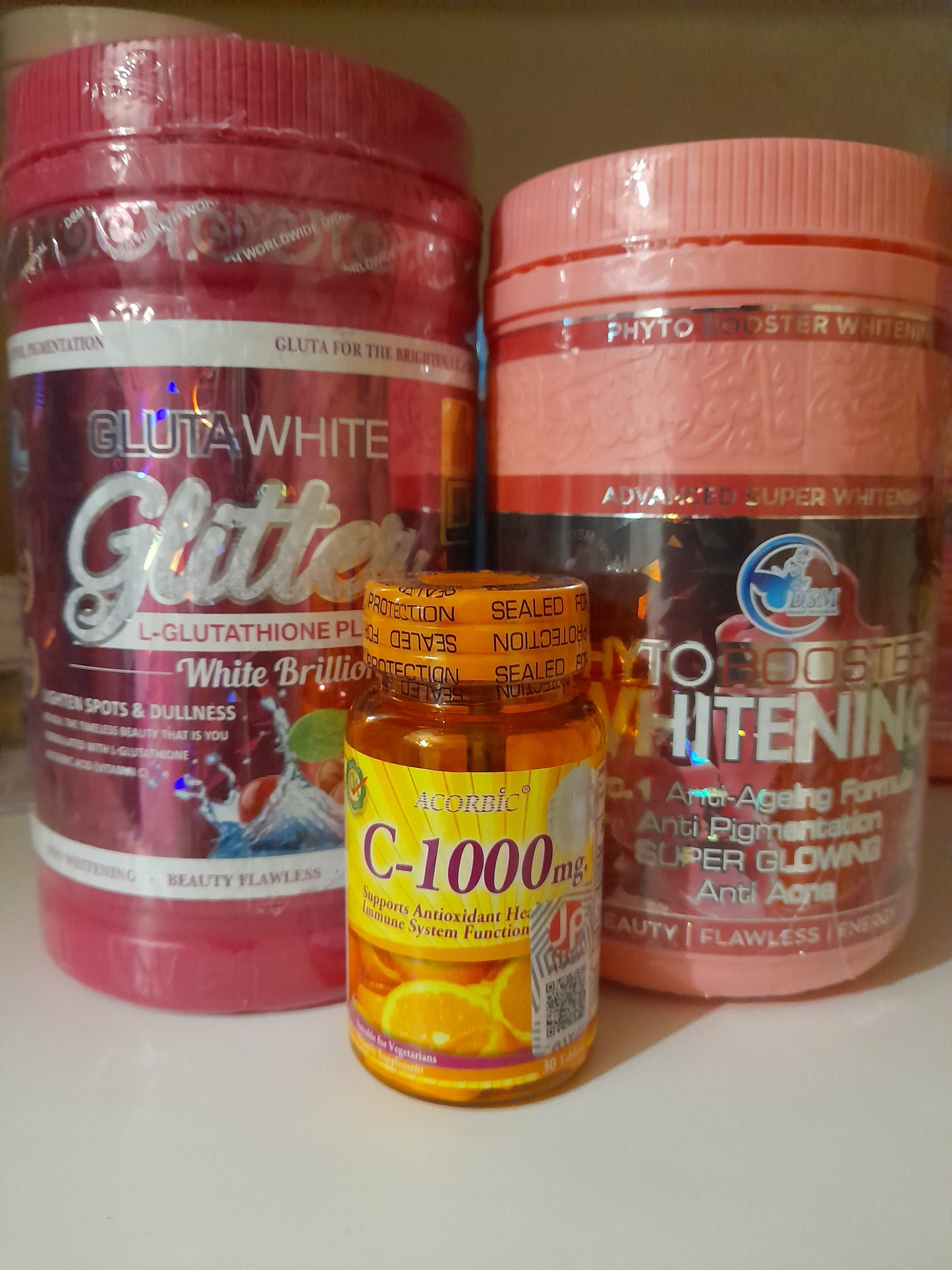 Gluta white glitter gluthahione eclaircissant , phyto booster collagene, vitamine c ascorbic