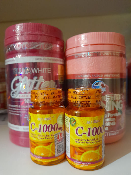 Gluta white glitter glutathione , phyto booster collagene, 2 vitamine c ascorbic