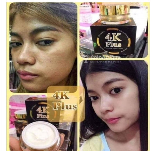 4K PLUS Crème de visage super éclaircissant, glutathione ,niacinamide, collagène , hyaluronic acide Anti tâches