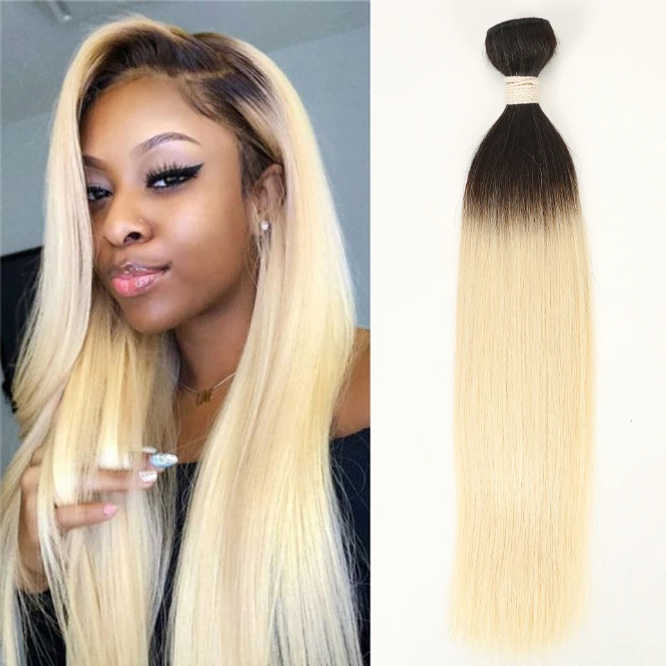 Tissages humains hair cheveux brésiliens double trame lisse blonde ombré 1B 613 ( 18,18,18 pouces )