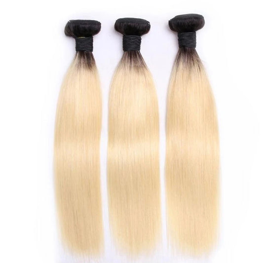 Tissages humains hair cheveux brésiliens double trame lisse blonde ombré 1B 613 ( 18,18,18 pouces )