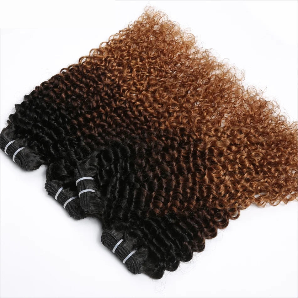 tissages Afro crépus bouclés ombres double trame 1B-4-30  ( lot des 4 boules) , 24,26,28,28 pouces