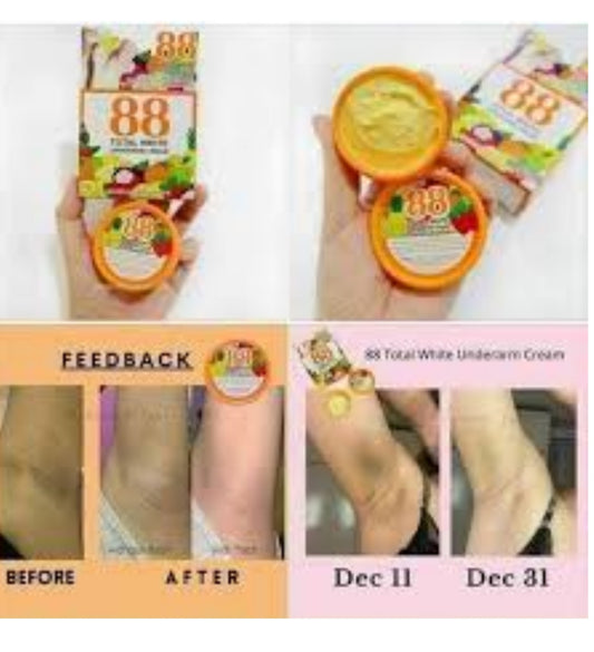 88 TOTAL WHITE UNDERARM CRÈME ECLAIRCISSANTE AISSELLES FINIS les odeurs, GENOUX, QUITONS THAÏLANDE 35g