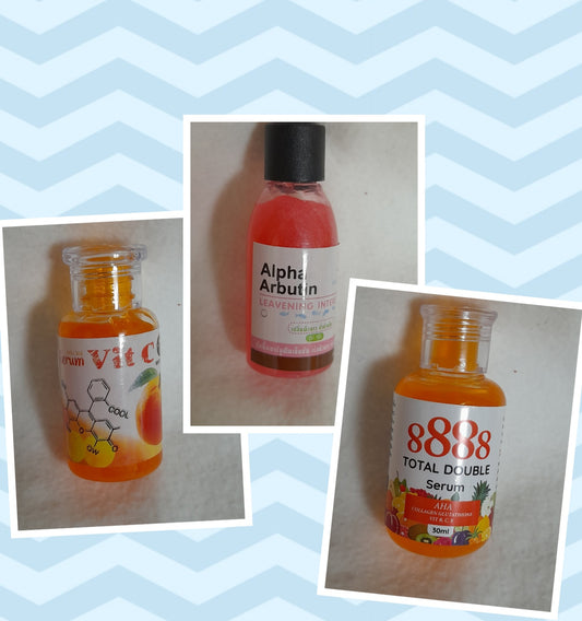 Trio blanchissant , mini serum alpha arbutin, Vitamine c et actifs blanchissant, 888 sérum double white 35ml