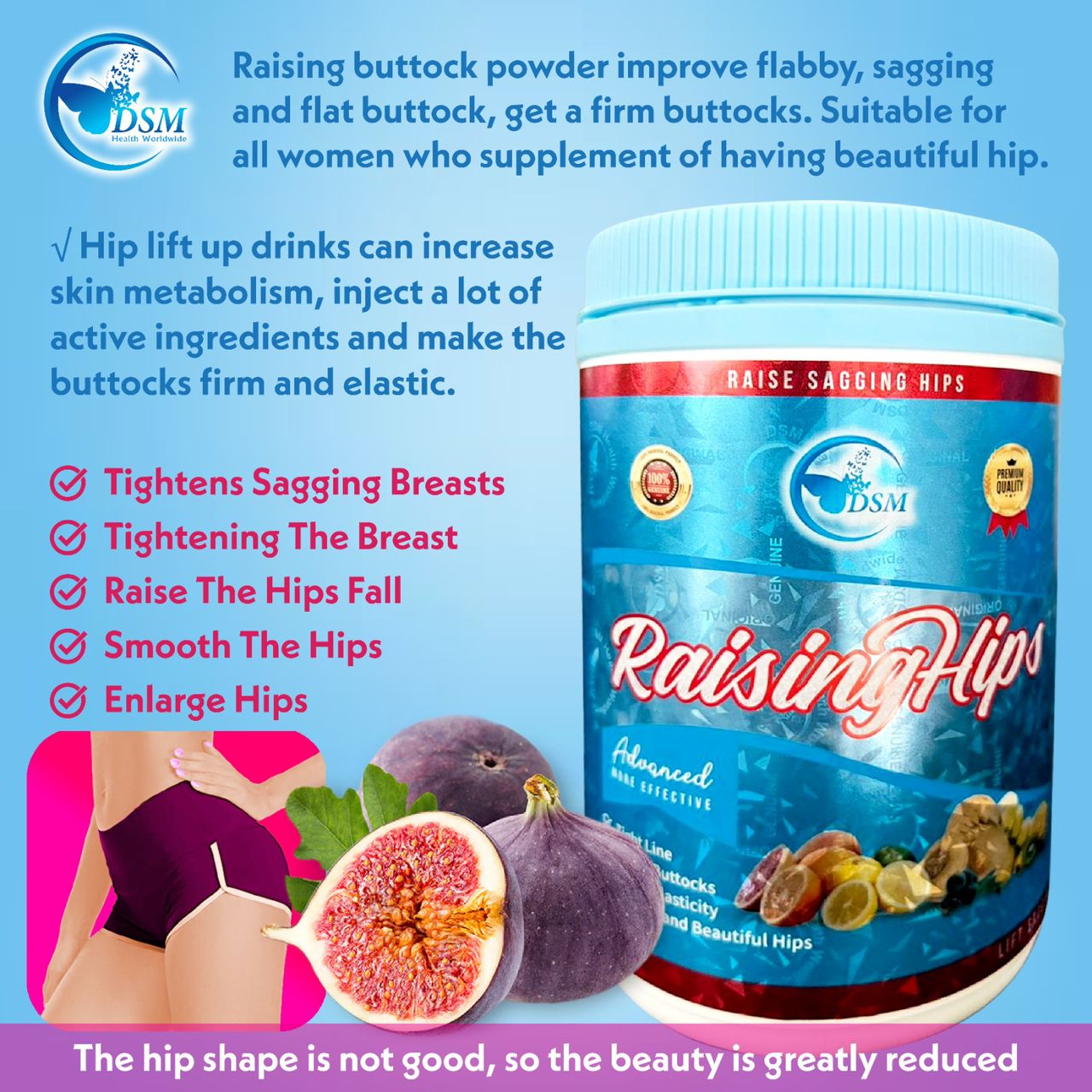 Raising hips complement alimentaire grossir les fesses  en poudre