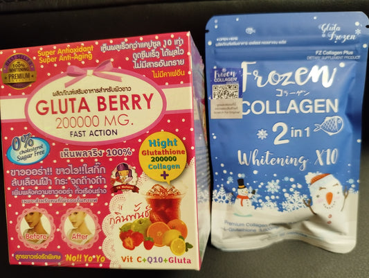 Gluta berry glutathione, frozen collagène anti taches et boutons