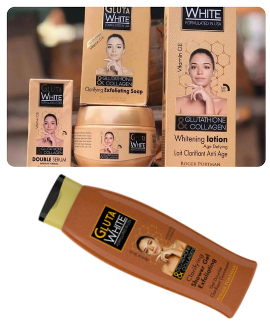 Gluta white glutathione gamme Super éclaircissant, lait, sérum, crème visage, savon, gel douche