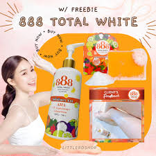 888 total double white lait et savon super éclaircissant alpha arbutin,  glutathione,  collagène 350ml, 80g