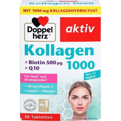 DOPPEL HERZ COLLAGÈNE 1000MG , BIOTIN, Q10( 2 BOITES)