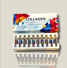 PLATINUM COLLAGEN FORT INJECTIONS + VITAMINE C ASCORBIC 10 AMPOULES authentique