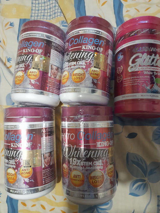 LOT 4 PHYTO COLLAGÈNE WHITENING GLUTATHIONE,  1 GLUTA WHITE GLITTER GLUTATHIONE