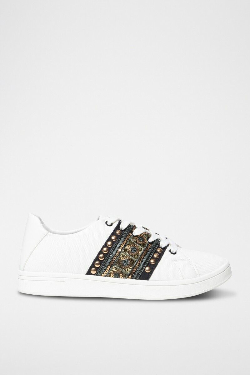 Desigual basket chic et tendance Blanc + kaki 39