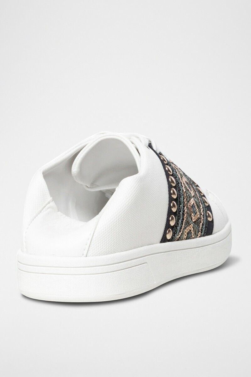 Desigual basket chic et tendance Blanc + kaki 39