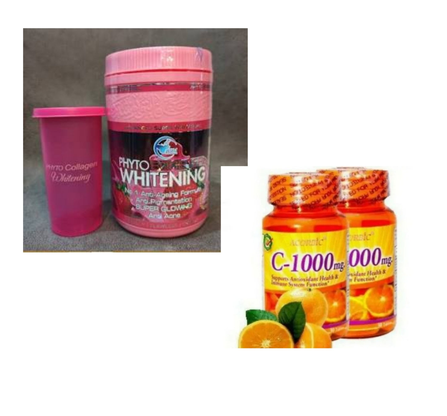 Phyto Booster Whitening collagène, X2 vitamine C ASCORBIC 1000MG
