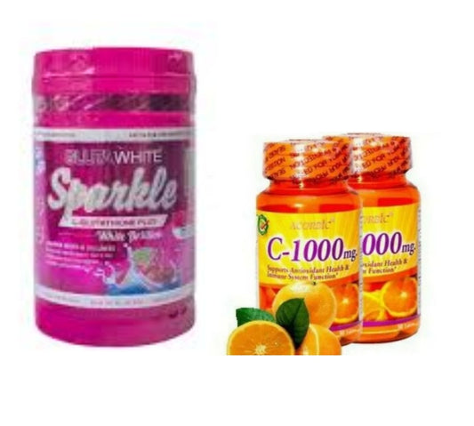 Gluta White sparkle poudre blanchissant, X2 vitamine c ascorbic 1000mg
