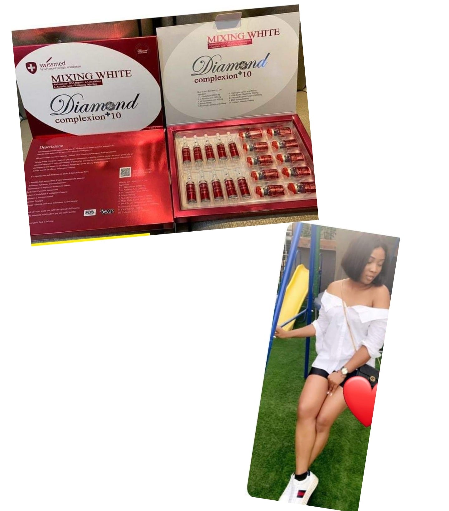 MIXING WHITE DIAMOND COMPLEXION 10INJECTION ECLAIRCISSANT ANTI VERGETURES ET ACNE