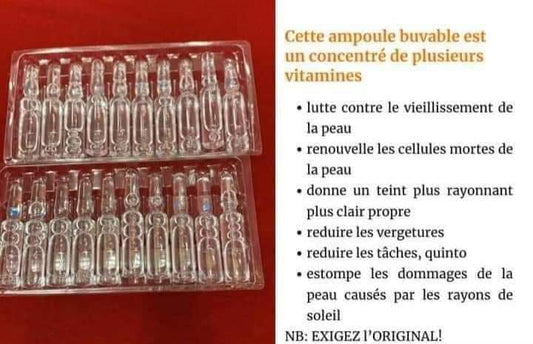 10 Injections buvable glutathione, Vitamine C blanchissant anti vergetures...