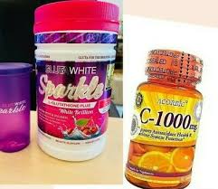 Gluta White sparkle + vitamine c ascorbic 1000mg